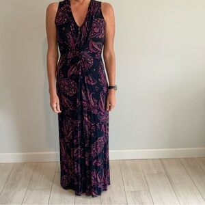 Tommy Bahama Navy and Pink Paisley Maxi Dress